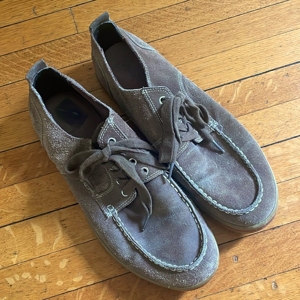 Cole Haan beige/green suede shoes, men’s, Size 13